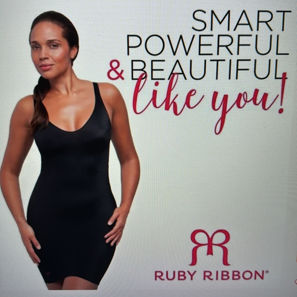 Ruby Ribbon Black V Neck Slip